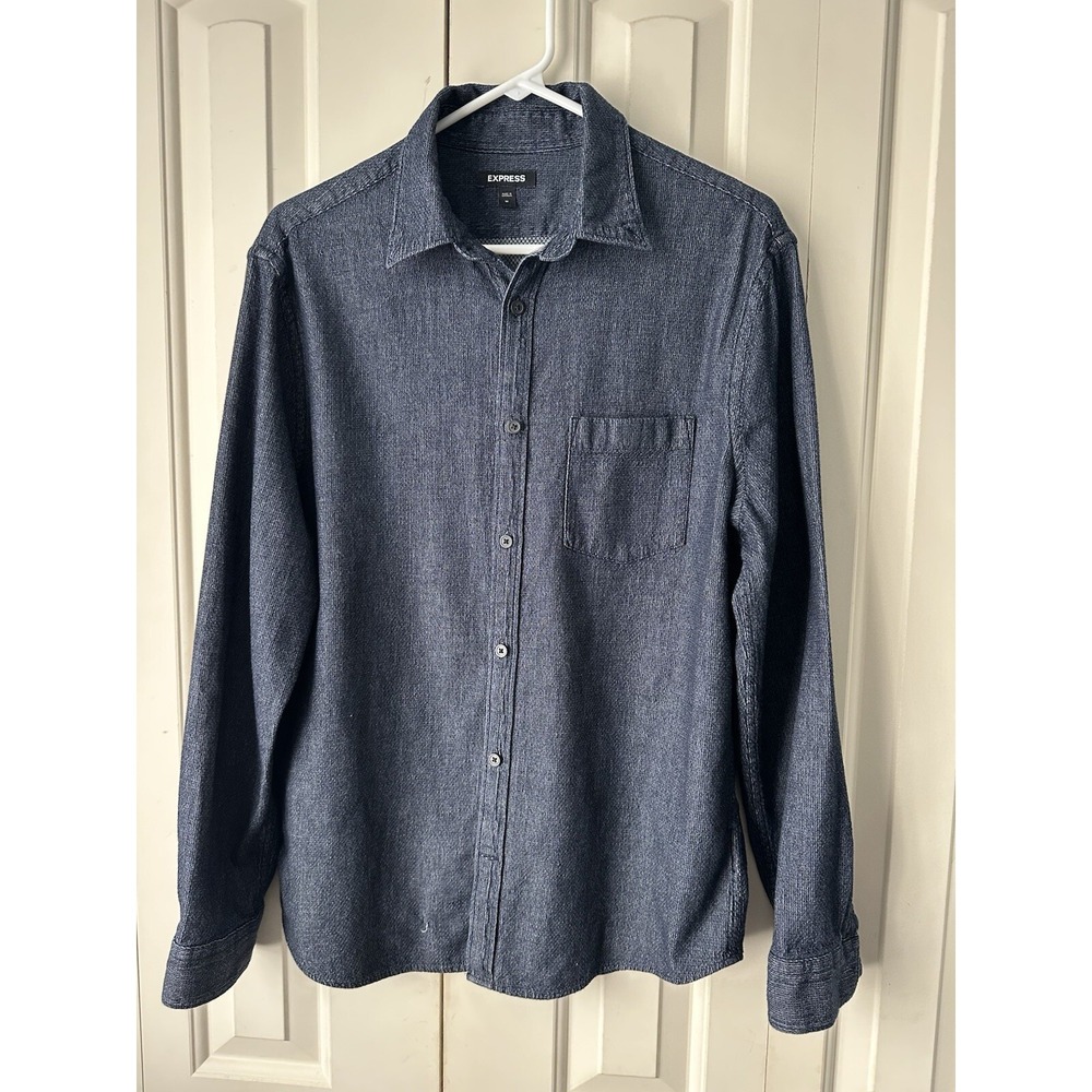 Express Blue Men's Long Sleeve Button Up Shirt SIZE MEDIUM